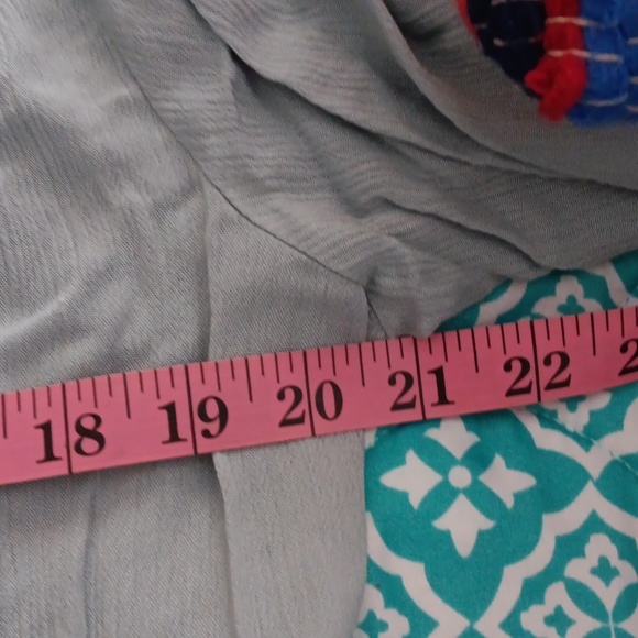 SOLD!  Sale 🌞 Artesia~Pastel Blue Embroidered Ruffle Eyelet Tassel Blouse NWOT - Picture 10 of 16